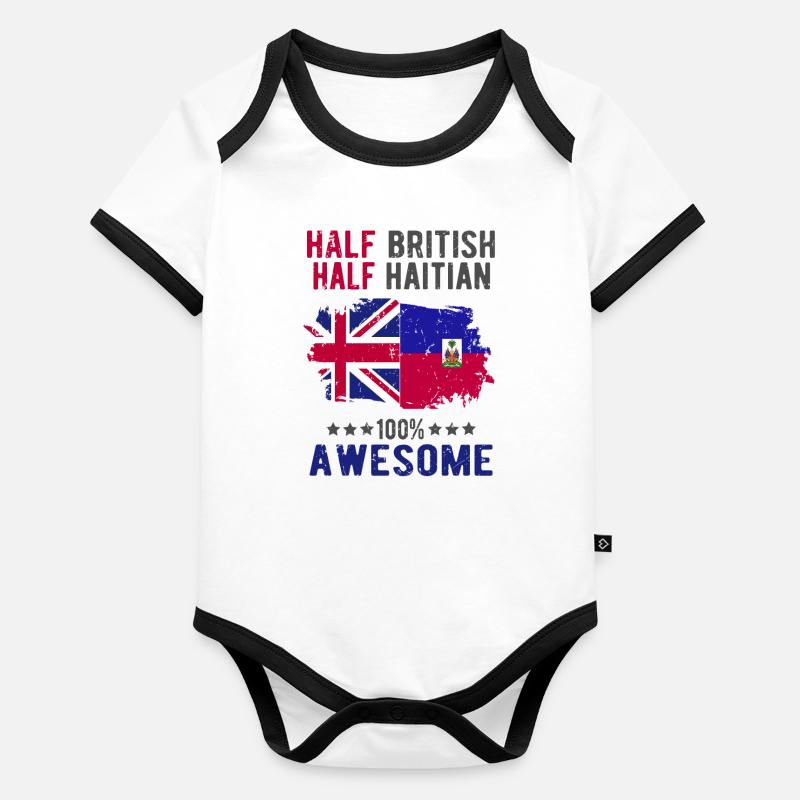Moitié britannique moitié haïtien Body Bébé bio contrasté manches courtes