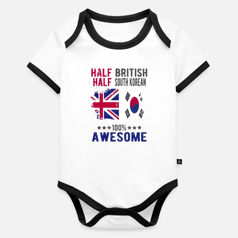 Moitié Britannique moitié Sud-Coréens Body Bébé bio contrasté manches courtes