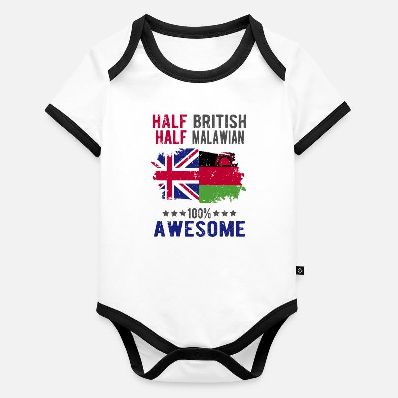 Moitié britannique moitié Malawi Body Bébé bio contrasté manches courtes