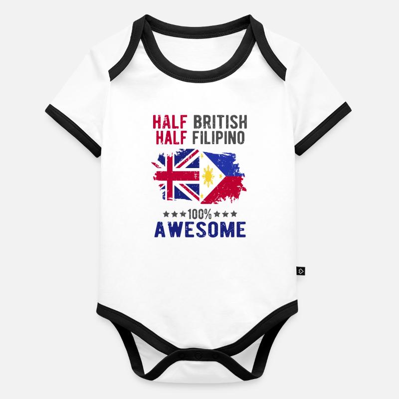 Half British Half Filipino Organic Baby Contrasting Bodysuit