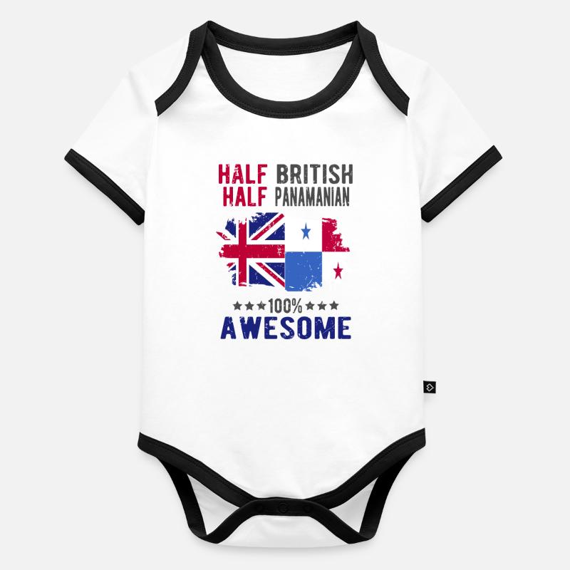 Halb Brite Halb Panamese Baby Bio-Kurzarm-Kontrastbody