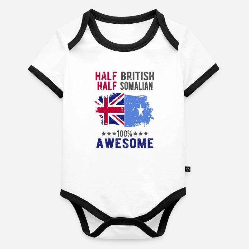 Moitié britannique moitié somalien Body Bébé bio contrasté manches courtes