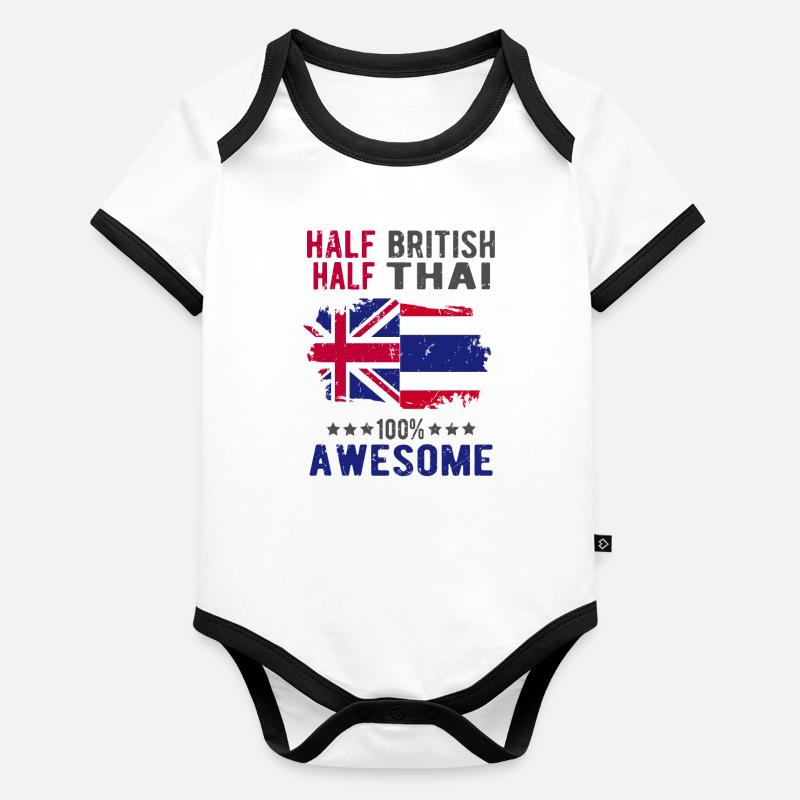 Moitié britannique moitié thaïlandaise Body Bébé bio contrasté manches courtes