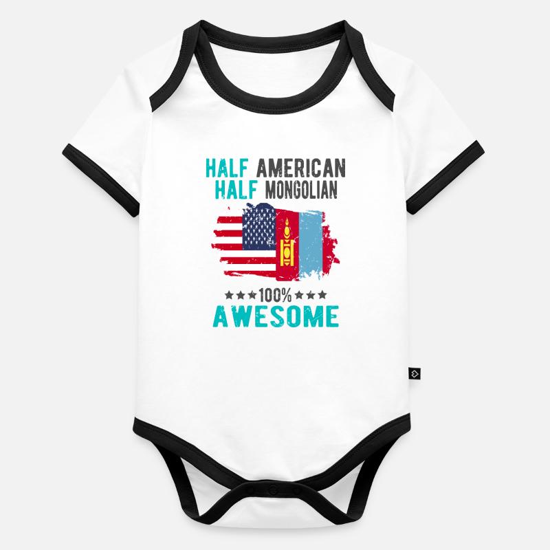 Half American Half Mongolian Organic Baby Contrasting Bodysuit