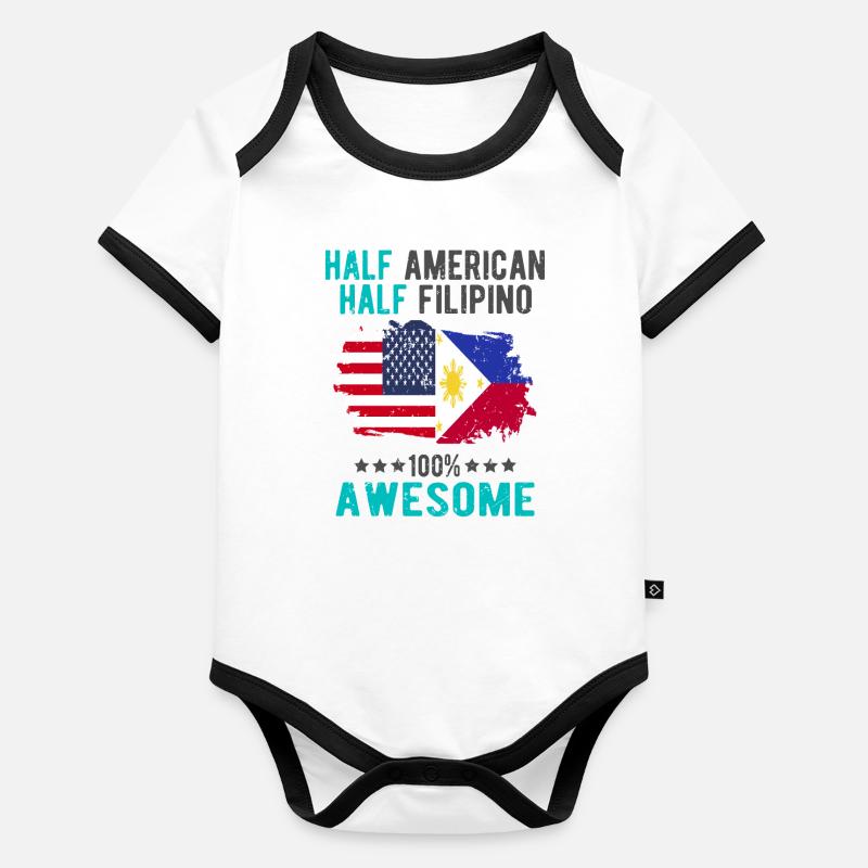 Half American Half Filipino Organic Baby Contrasting Bodysuit
