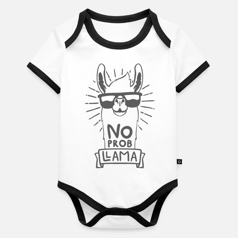 No Prob Llama Body Bébé bio contrasté manches courtes
