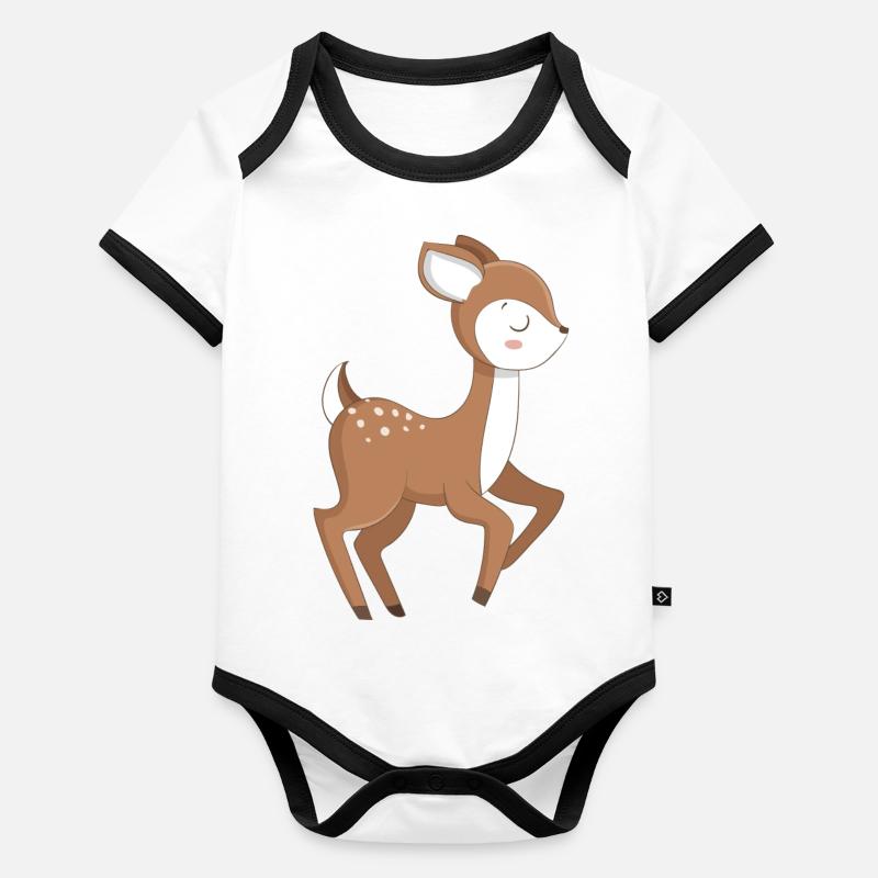 Reh Rehkitz Body Bébé bio contrasté manches courtes
