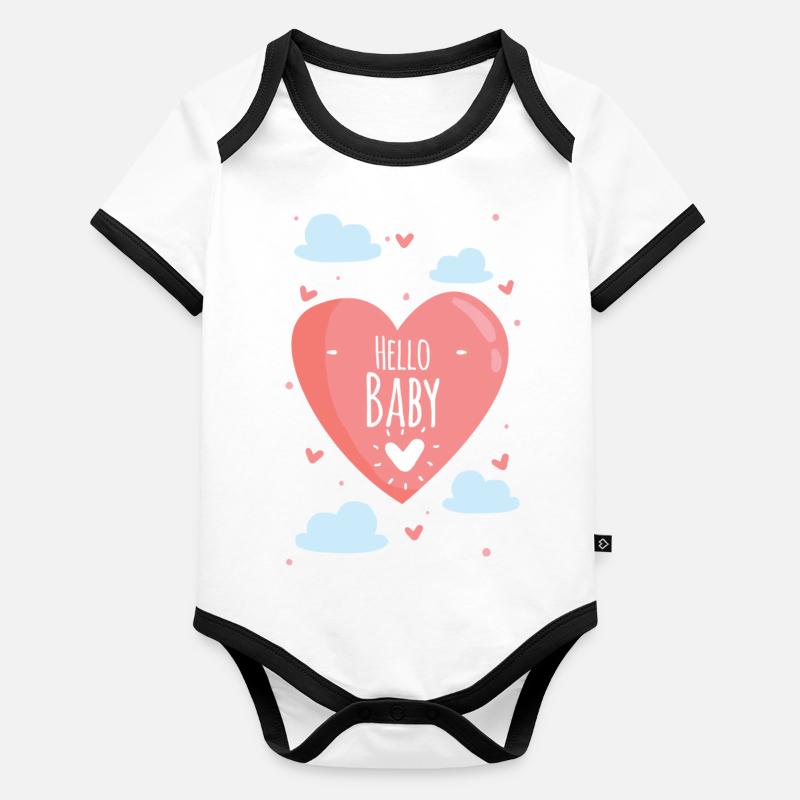 schwanger Baby Kind geboren Geburt Geschenkidee Baby Bio-Kurzarm-Kontrastbody