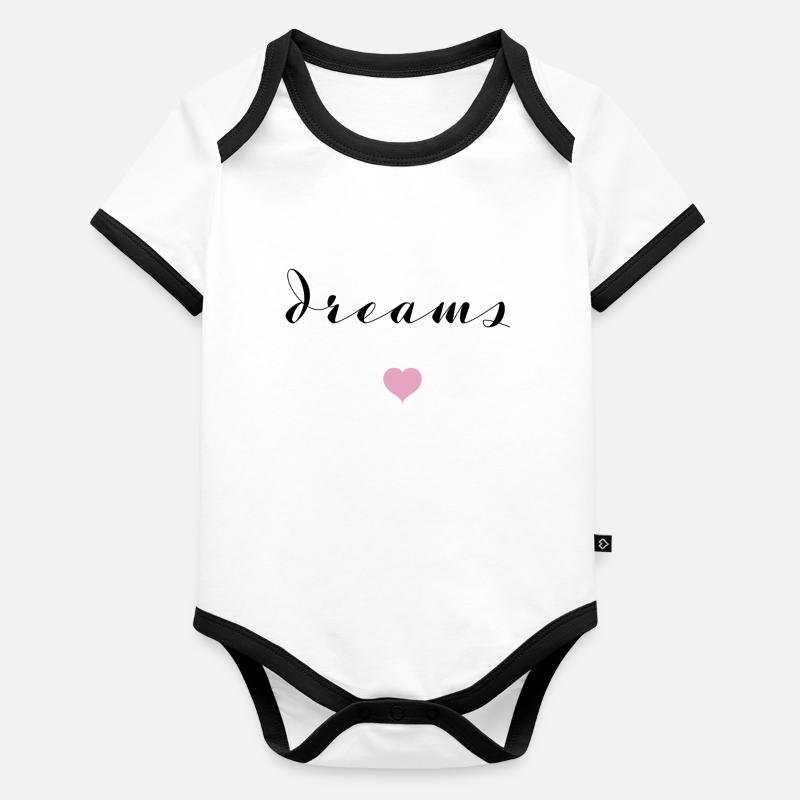 schöner Spruch Träume/dreams Baby Bio-Kurzarm-Kontrastbody