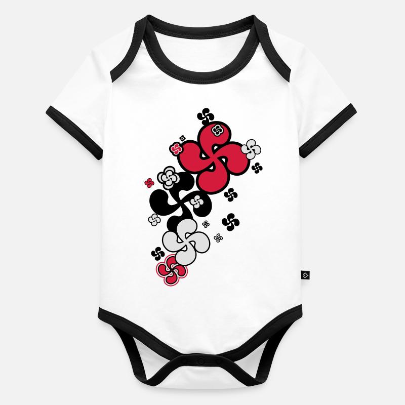 Croix Basque star Body Bébé bio contrasté manches courtes