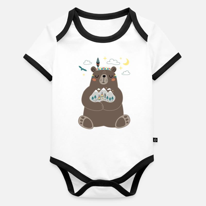 ours rêveur Body Bébé bio contrasté manches courtes