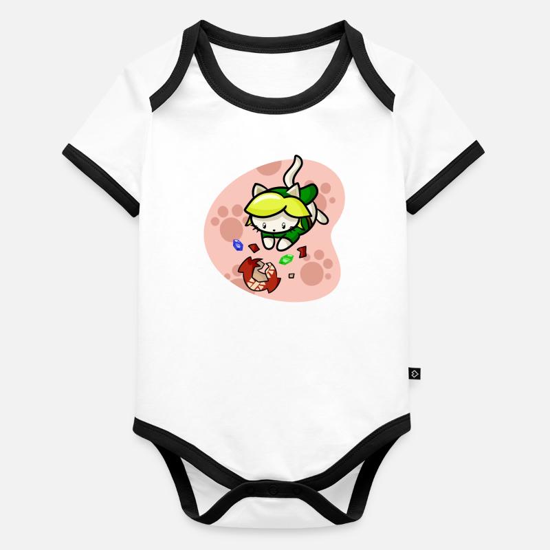 Cat Hero Video Game Ruby avec lien de fond Body Bébé bio contrasté manches courtes