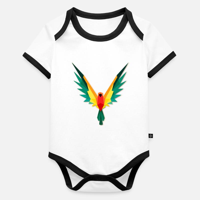 Papagei Polygon Baby Bio-Kurzarm-Kontrastbody