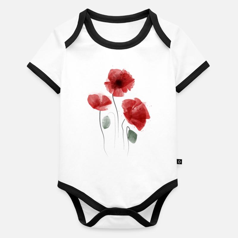 Mohn Baby Bio-Kurzarm-Kontrastbody