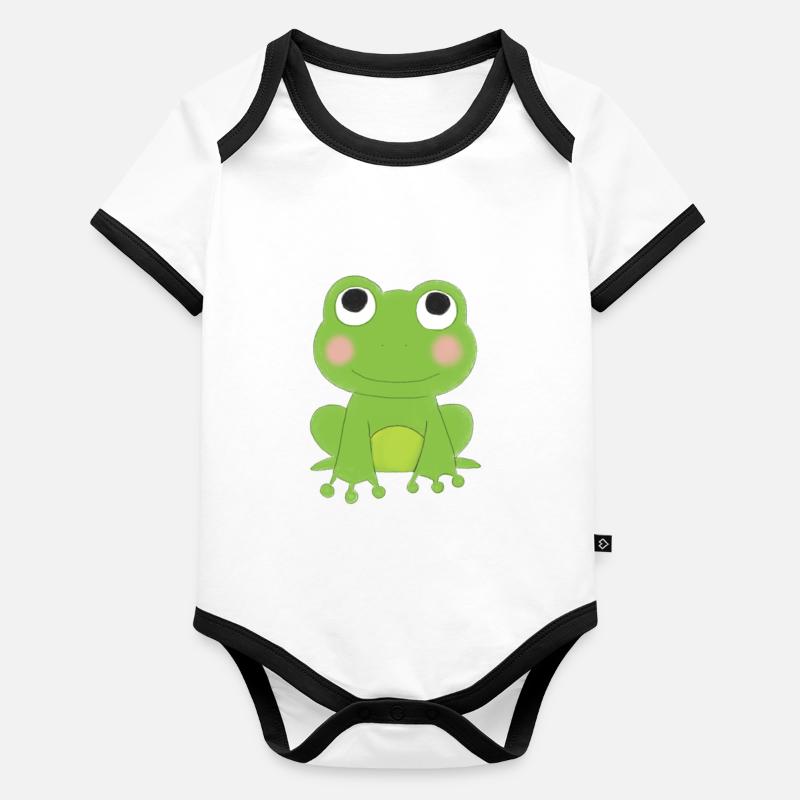 Grenouille Body Bébé bio contrasté manches courtes