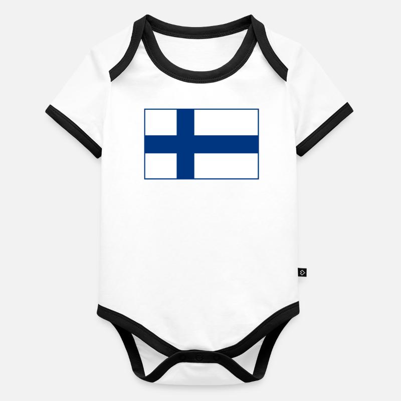 Drapeau de la Finlande Body Bébé bio contrasté manches courtes