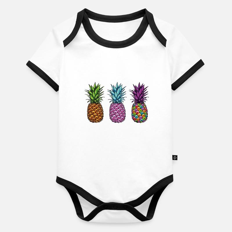 Ananas Body Bébé bio contrasté manches courtes