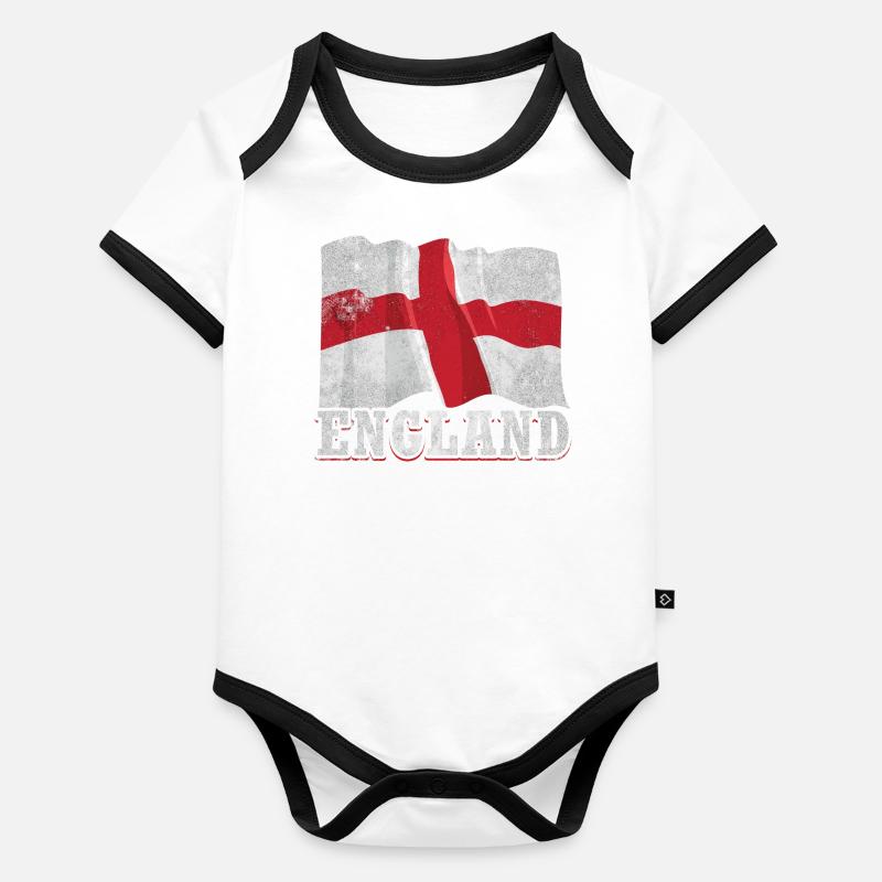 Drapeau de l’Angleterre Body Bébé bio contrasté manches courtes