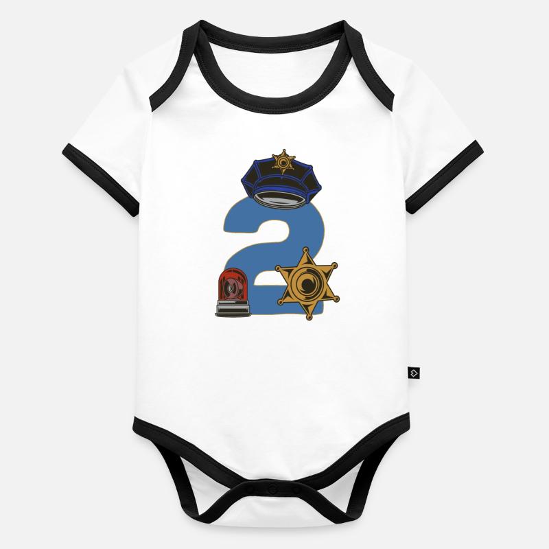 Ich bin schon 2 Jahre Kindergeburtstag Polizei Baby Bio-Kurzarm-Kontrastbody