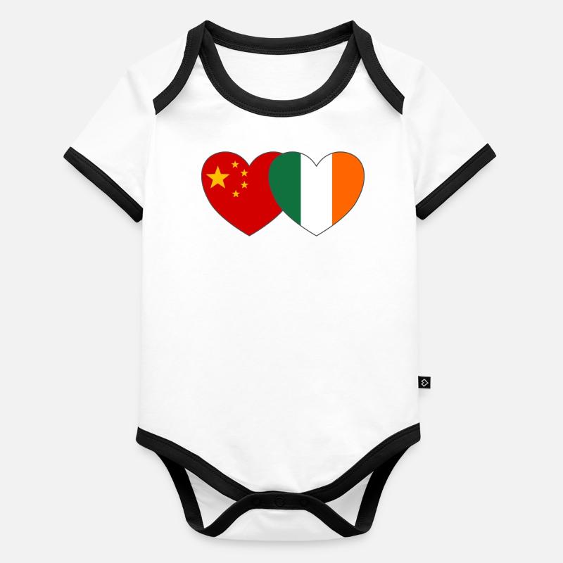 Coeur du drapeau de l’Irlande de la Chine Body Bébé bio contrasté manches courtes