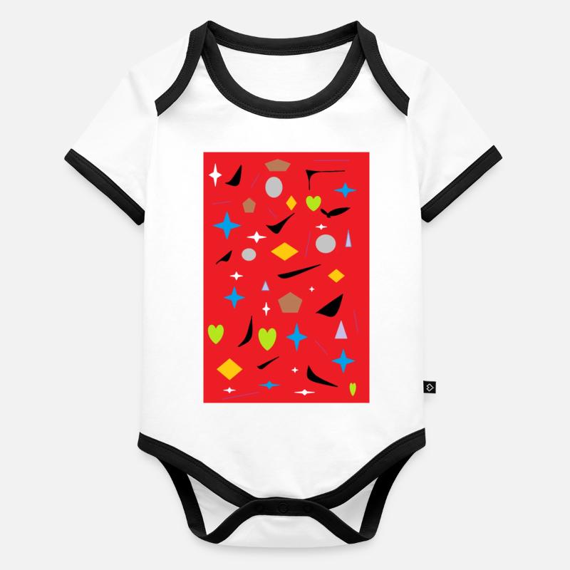 Bunte Figuren Baby Bio-Kurzarm-Kontrastbody
