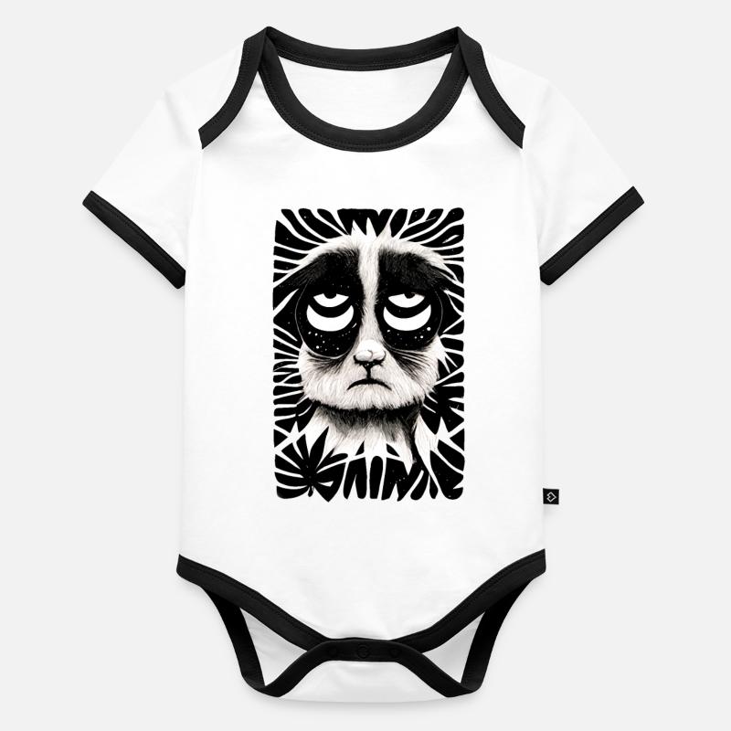 Perched cat 002 Organic Baby Contrasting Bodysuit