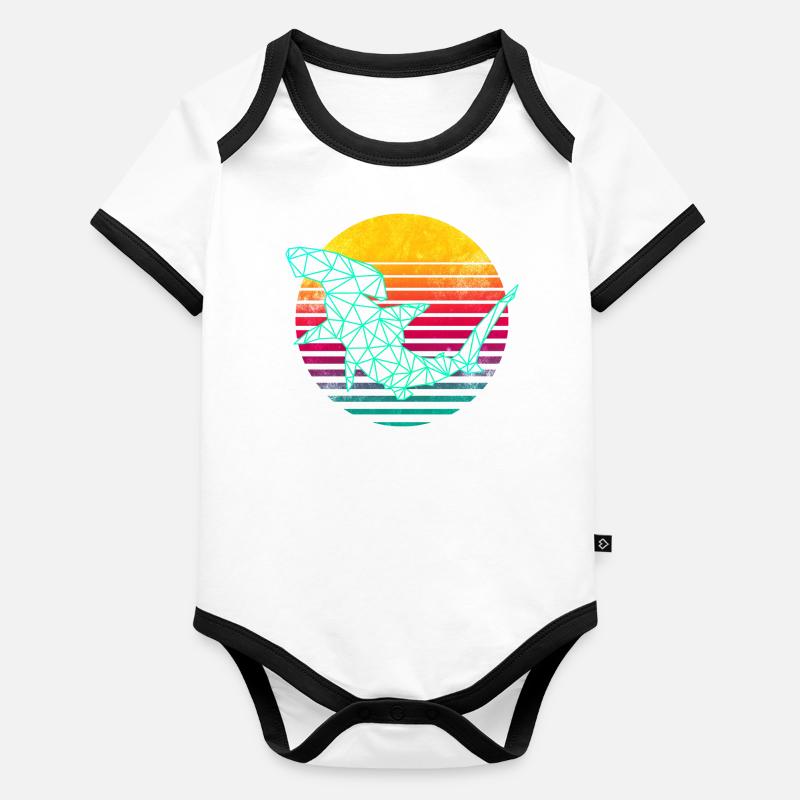 Retro Polygon Hammerhead Shark Organic Baby Contrasting Bodysuit