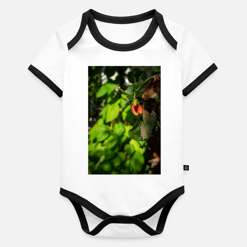 Hanging strawberry Organic Baby Contrasting Bodysuit