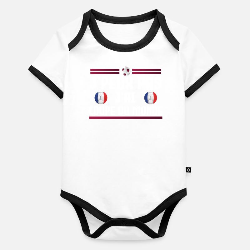 Je peux pas j'ai coupe du monde Body Bébé bio contrasté manches courtes