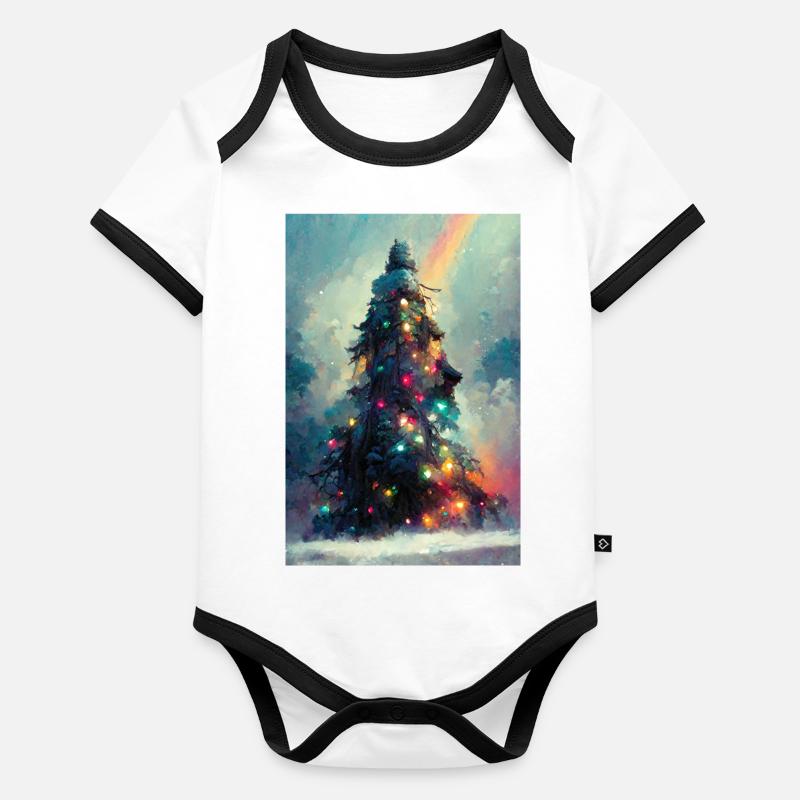Lebendiger Weihnachtsbaum Baby Bio-Kurzarm-Kontrastbody