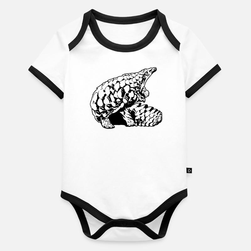Cool Pangolin Sketch Graphic Wildlife Creature Organic Baby Contrasting Bodysuit
