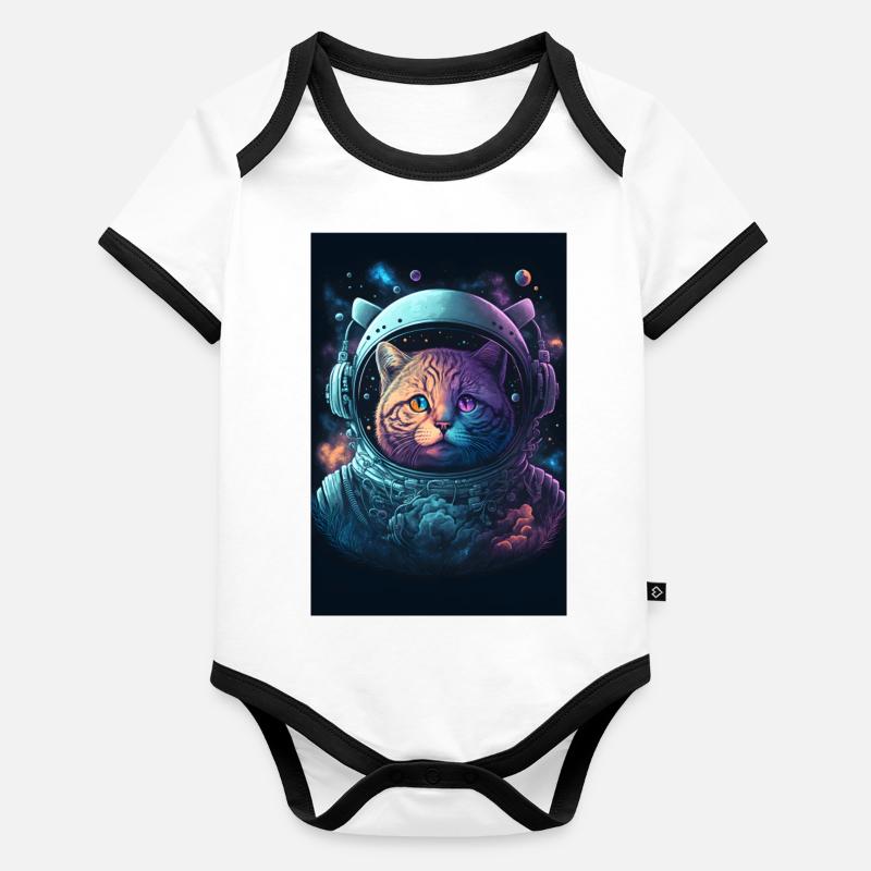 Chat de l’espace Body Bébé bio contrasté manches courtes