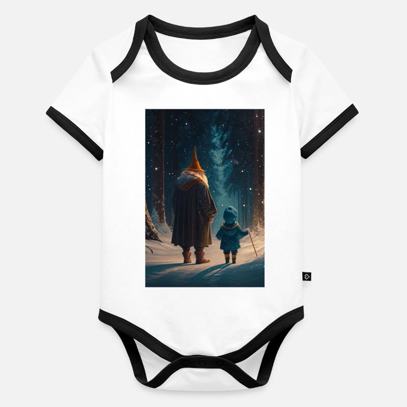 Kind mit Zauberer im Verschneiten Wald Phone Case Baby Bio-Kurzarm-Kontrastbody