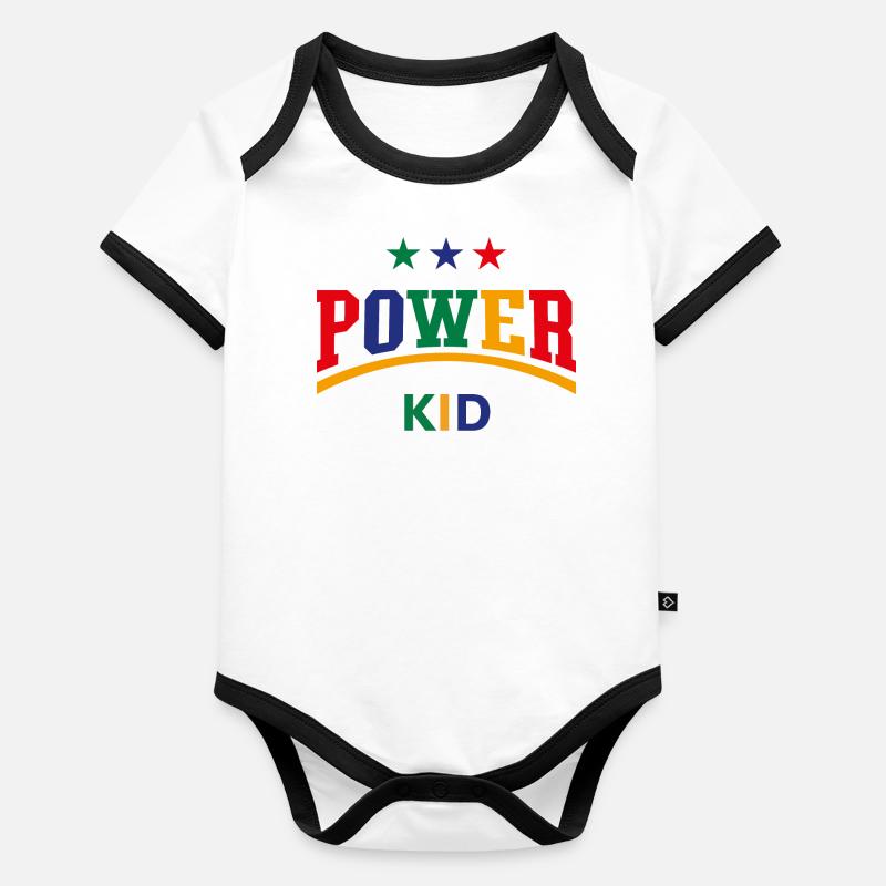 Power Kid (Kind / Kiddie / Sohn / Tochter / 4C) Baby Bio-Kurzarm-Kontrastbody