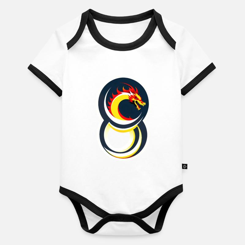 Dragon de feu Body Bébé bio contrasté manches courtes