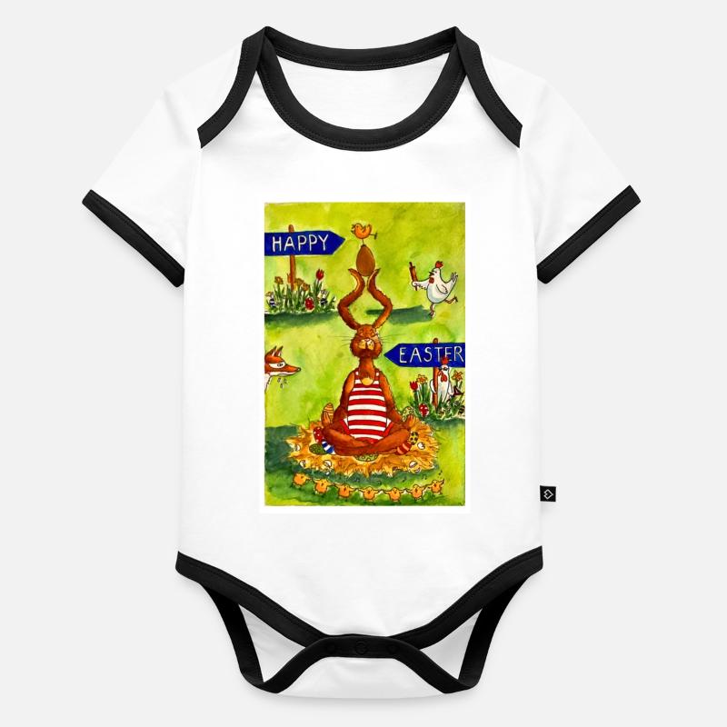 Joyeuses Pâques Body Bébé bio contrasté manches courtes