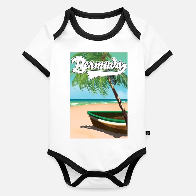 Affiche vacances aux Bermudes Body Bébé bio contrasté manches courtes