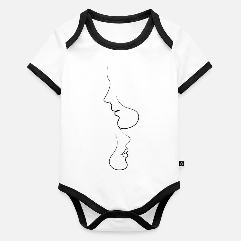 One Line Drawing Couple Art Body Bébé bio contrasté manches courtes