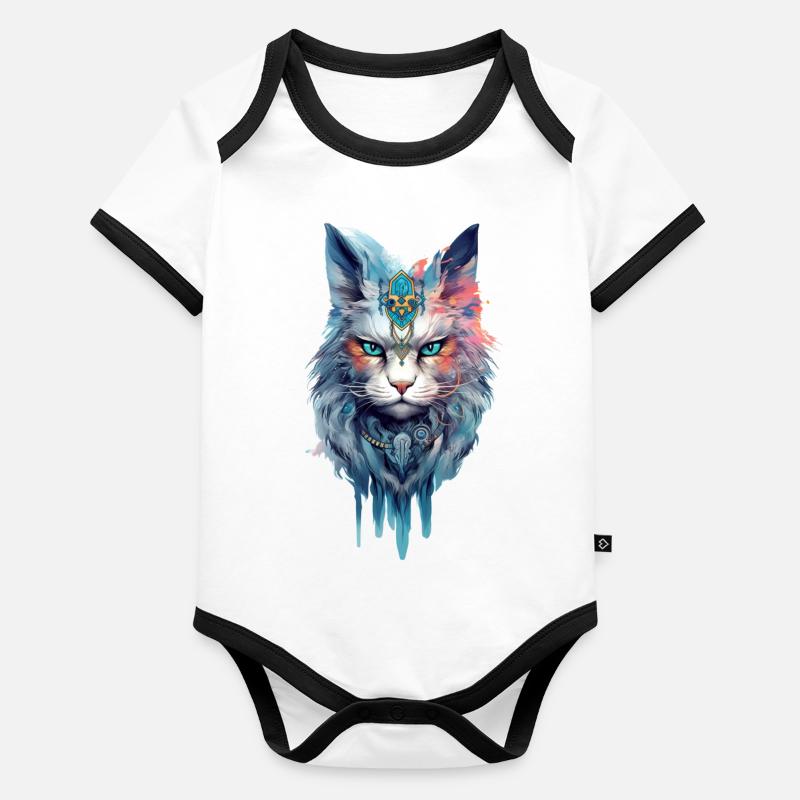 Cat from another world Organic Baby Contrasting Bodysuit