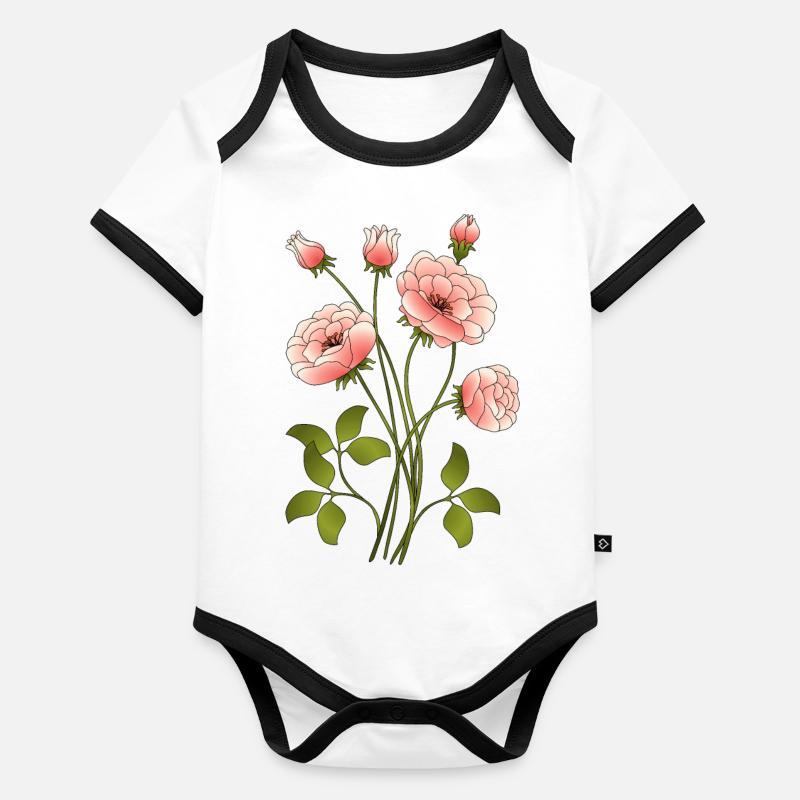 Blumen Baby Bio-Kurzarm-Kontrastbody