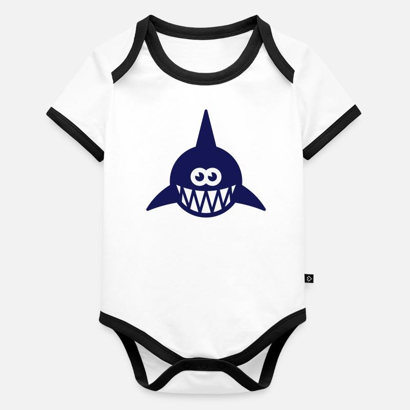 Fish Showing Teeth (Shark, Predator, Carnivore 2C) Organic Baby Contrasting Bodysuit