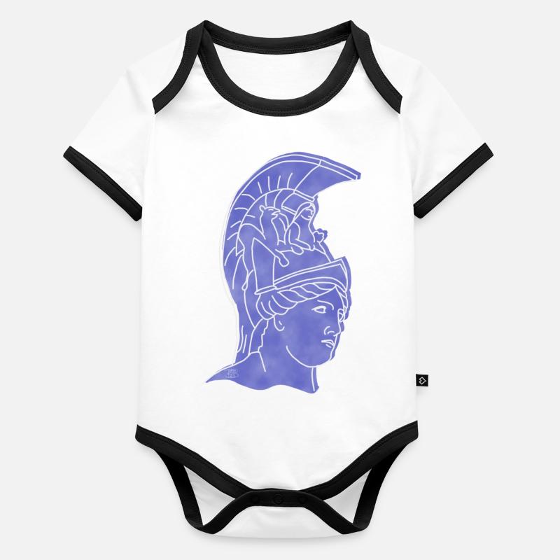 "Athena", Boho Line Art Design, Serie "Greece" Baby Bio-Kurzarm-Kontrastbody