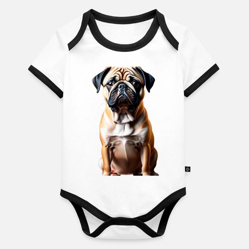 Thème Pug Dog Body Bébé bio contrasté manches courtes