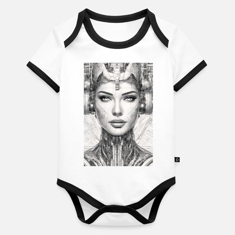 Retro Futurism 2 Organic Baby Contrasting Bodysuit