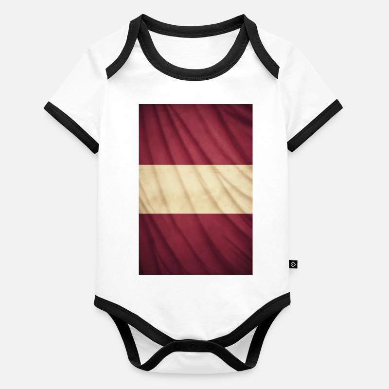 Drapeau « Lettonie » Body Bébé bio contrasté manches courtes