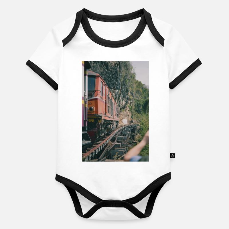 Train Train Organic Baby Contrasting Bodysuit