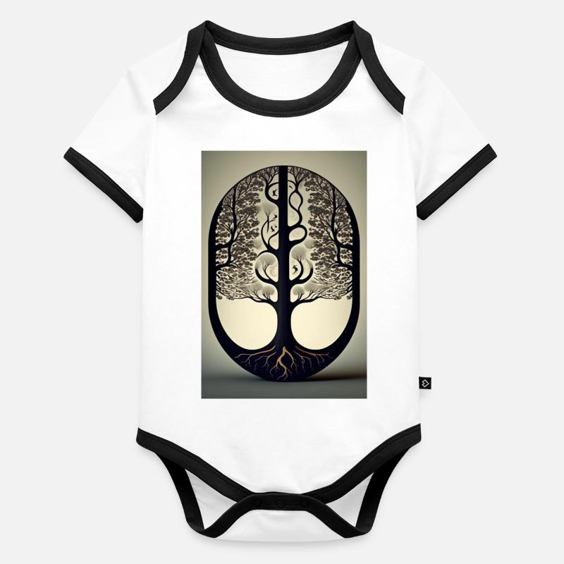 Vue sur la forêt Body Bébé bio contrasté manches courtes