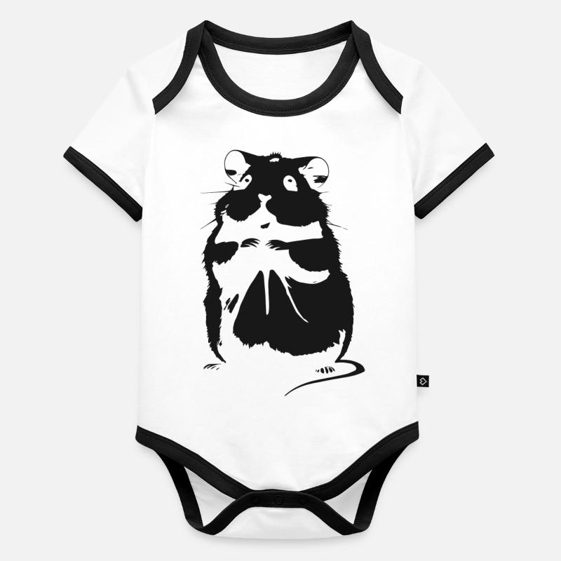 Hamster mignon Body Bébé bio contrasté manches courtes