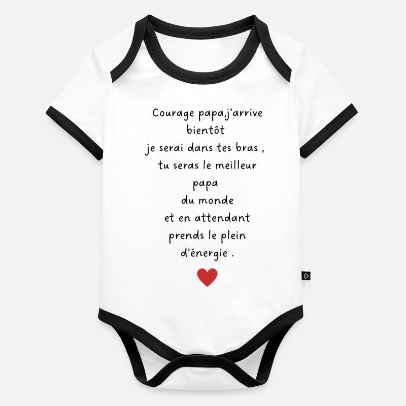 J’arrive bientôt papa-annonce grossesse papa Body Bébé bio contrasté manches courtes
