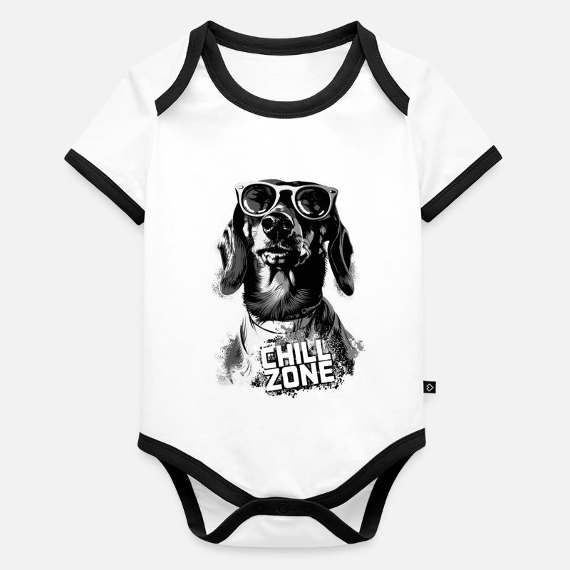 Teckel Chill Zone Noir & Blanc Body Bébé bio contrasté manches courtes
